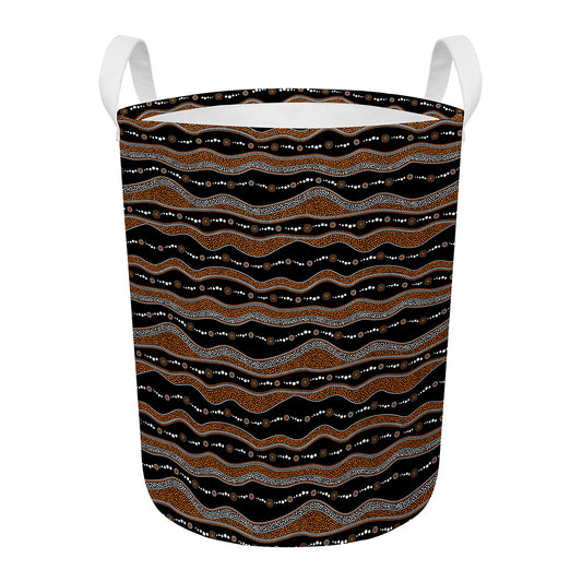 Australian Aboriginal Indigenous Print Round Laundry Basket