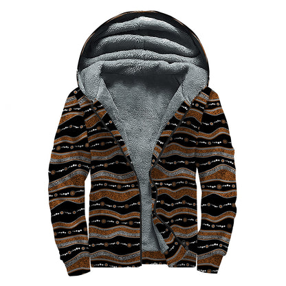 Australian Aboriginal Indigenous Print Sherpa Lined Zip Up Hoodie