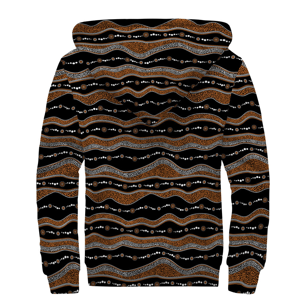 Australian Aboriginal Indigenous Print Sherpa Lined Zip Up Hoodie