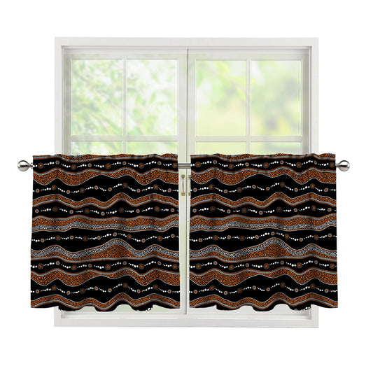 Australian Aboriginal Indigenous Print Tier Curtains