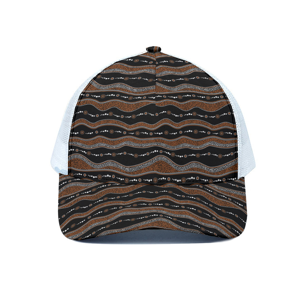 Australian Aboriginal Indigenous Print White Mesh Trucker Cap