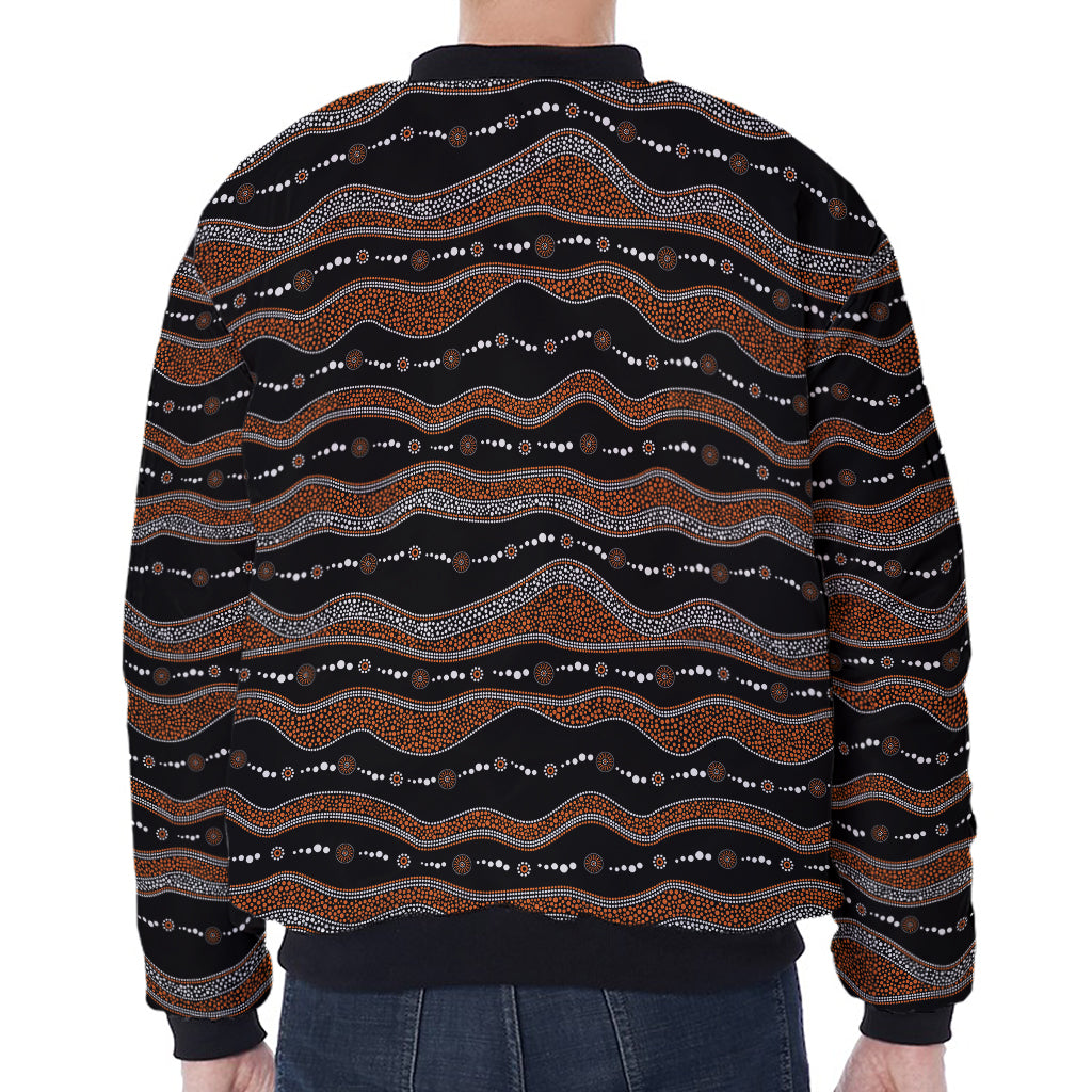 Australian Aboriginal Indigenous Print Zip Sleeve Bomber Jacket