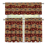 Australian Aboriginal Kangaroo Print 3 Piece Kitchen Curtains