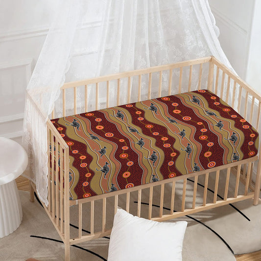 Australian Aboriginal Kangaroo Print Baby Crib Sheet