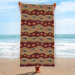 Australian Aboriginal Kangaroo Print Beach Towel