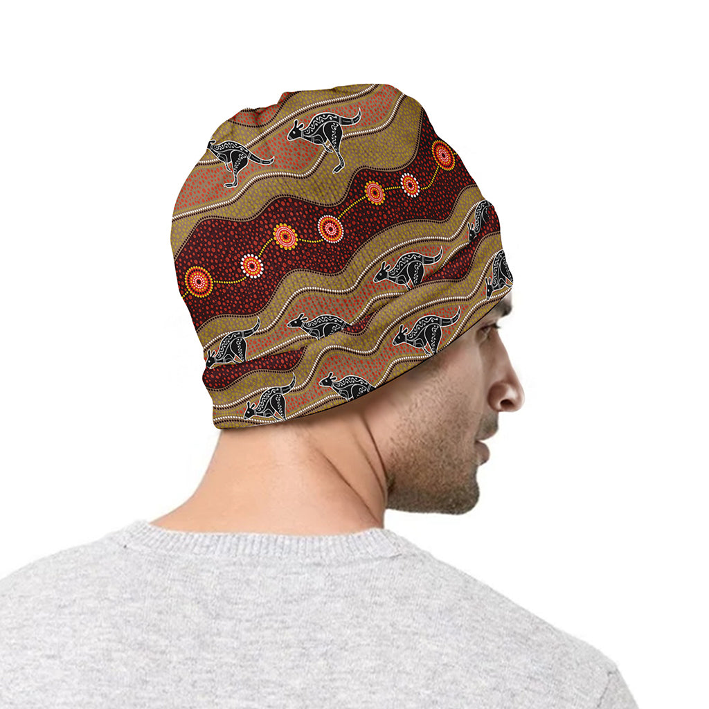 Australian Aboriginal Kangaroo Print Beanie