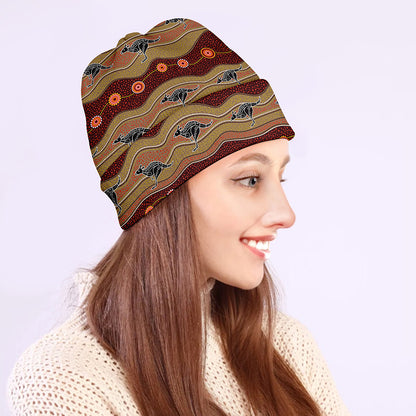 Australian Aboriginal Kangaroo Print Beanie