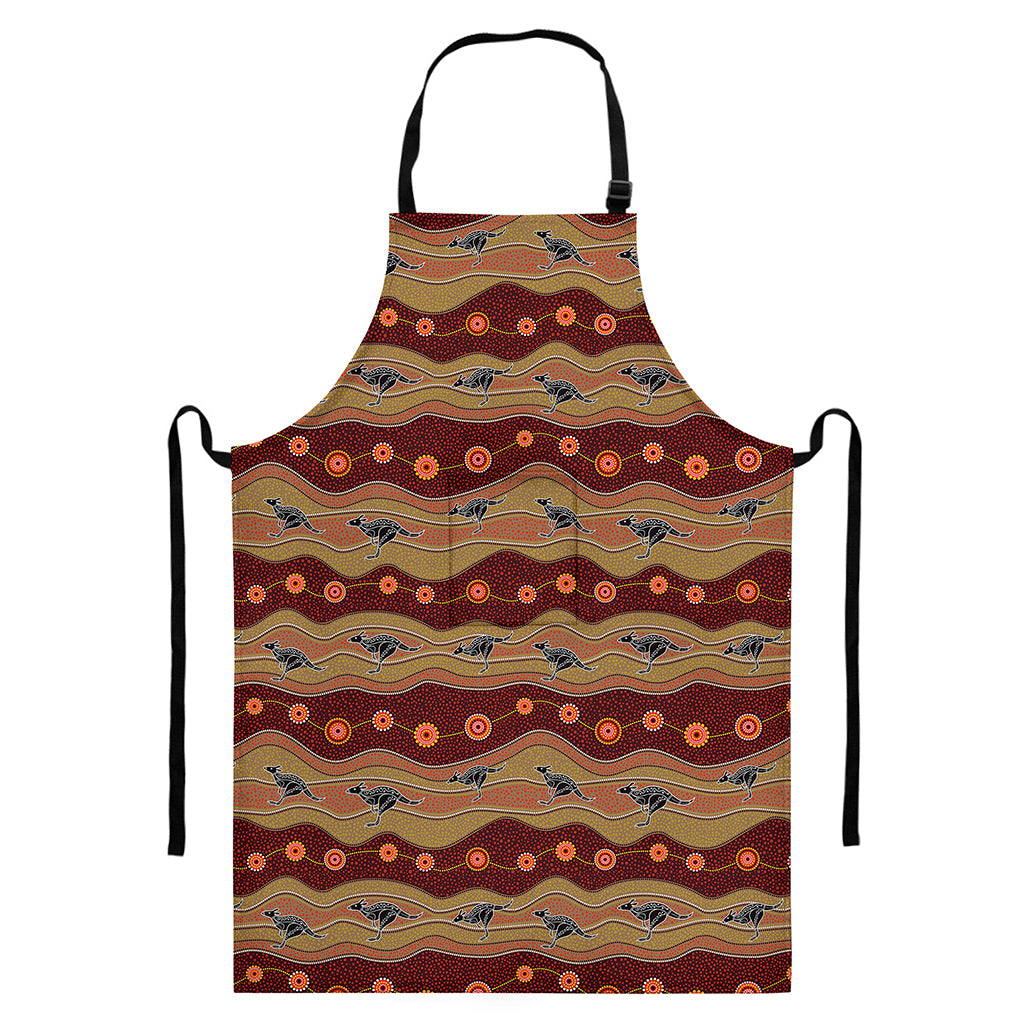 Australian Aboriginal Kangaroo Print Bib Apron With Pocket