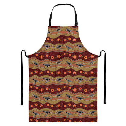 Australian Aboriginal Kangaroo Print Bib Apron With Pocket
