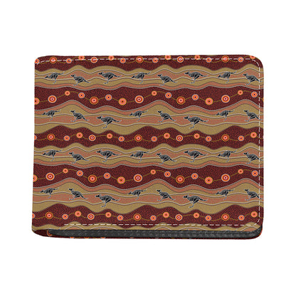 Australian Aboriginal Kangaroo Print Bifold Wallet