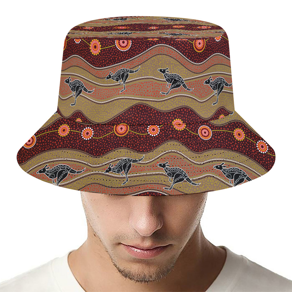 Australian Aboriginal Kangaroo Print Bucket Hat