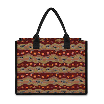 Australian Aboriginal Kangaroo Print Canvas Tote Bag