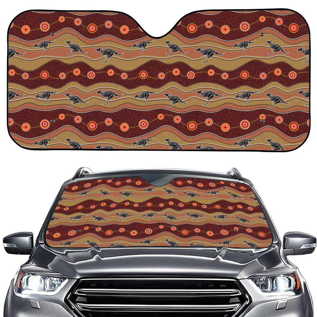 Australian Aboriginal Kangaroo Print Car Windshield Sun Shade