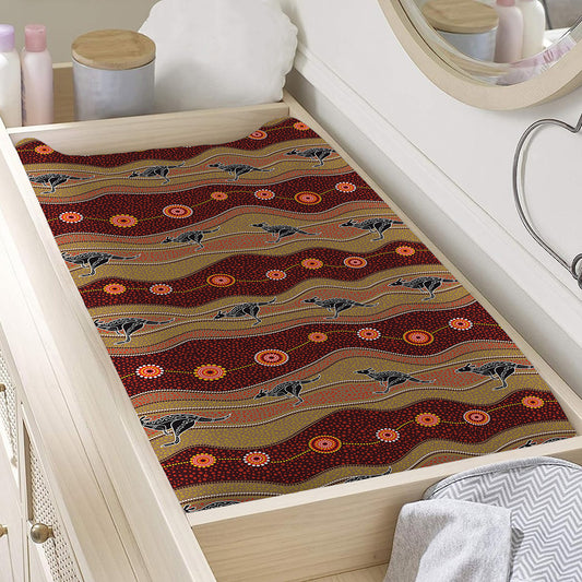 Australian Aboriginal Kangaroo Print Changing Pad Cover
