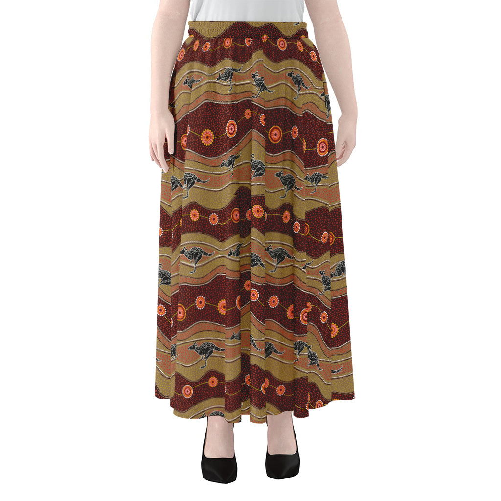 Australian Aboriginal Kangaroo Print Chiffon Maxi Skirt