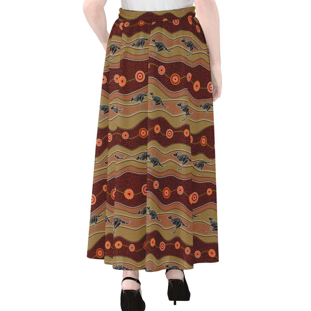 Australian Aboriginal Kangaroo Print Chiffon Maxi Skirt