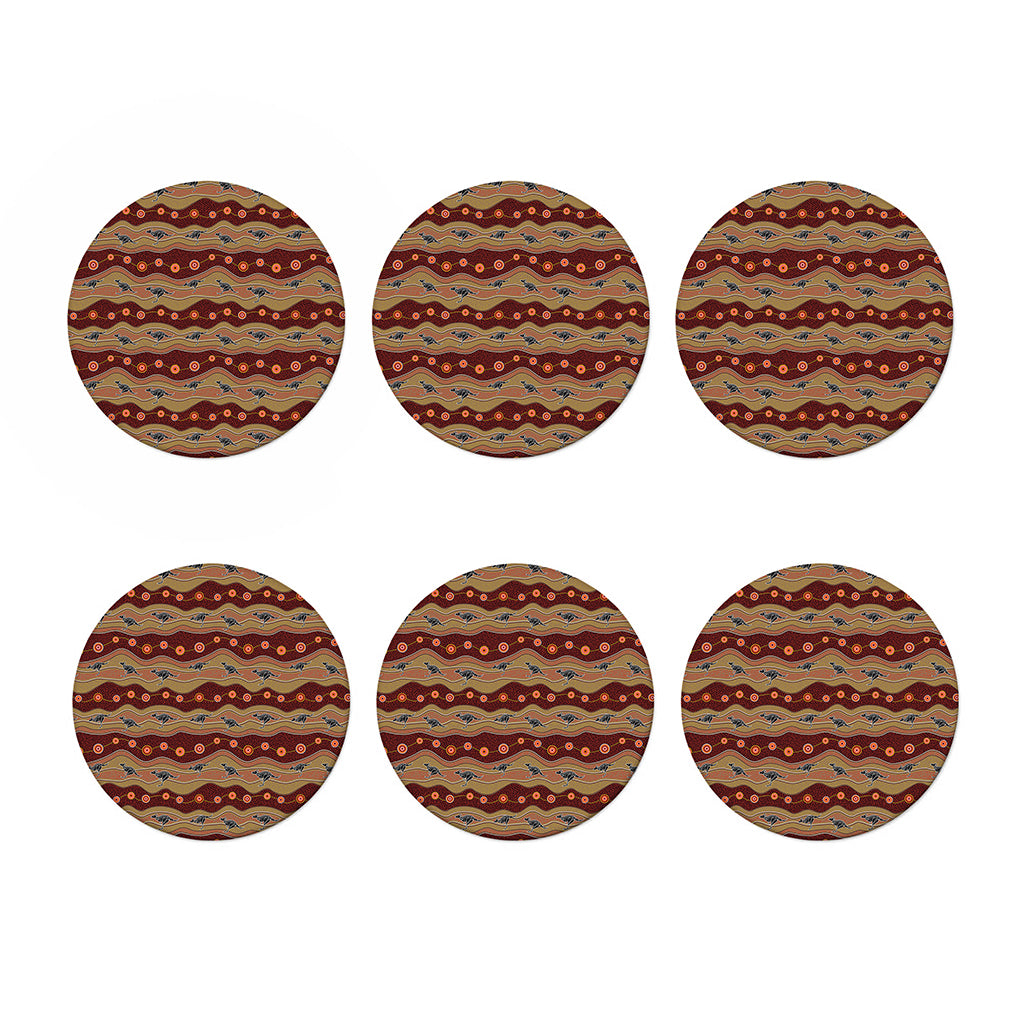 Australian Aboriginal Kangaroo Print Coaster Set