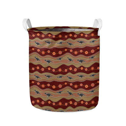 Australian Aboriginal Kangaroo Print Collapsible Laundry Basket