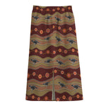 Australian Aboriginal Kangaroo Print Cotton Front Slit Maxi Skirt