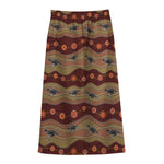 Australian Aboriginal Kangaroo Print Cotton Front Slit Maxi Skirt