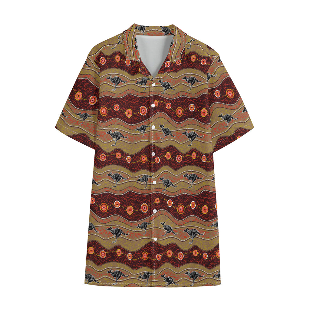 Australian Aboriginal Kangaroo Print Cotton Hawaiian Shirt