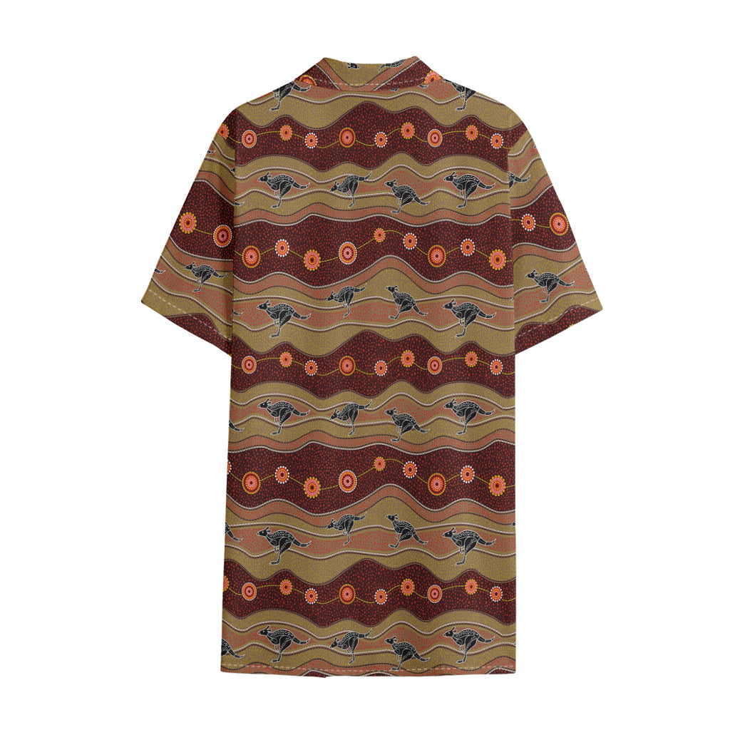 Australian Aboriginal Kangaroo Print Cotton Hawaiian Shirt