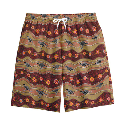 Australian Aboriginal Kangaroo Print Cotton Shorts