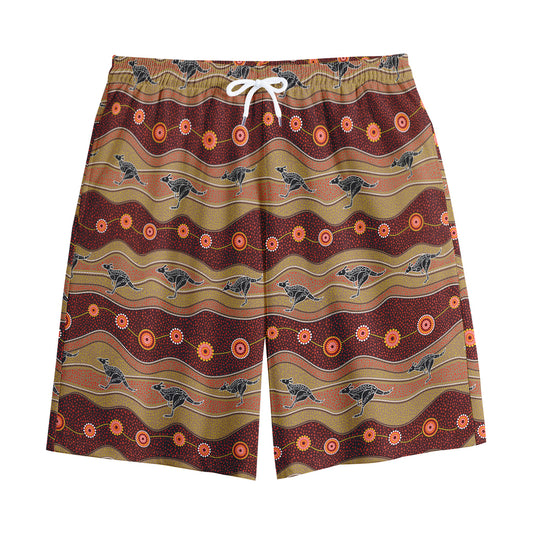 Australian Aboriginal Kangaroo Print Cotton Shorts