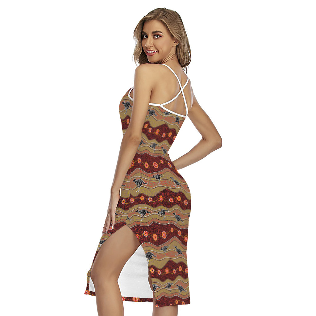 Australian Aboriginal Kangaroo Print Cross Back Cami Dress