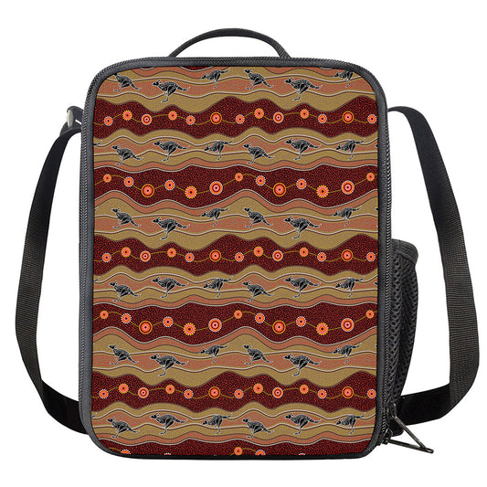 Australian Aboriginal Kangaroo Print Crossbody Lunch Bag