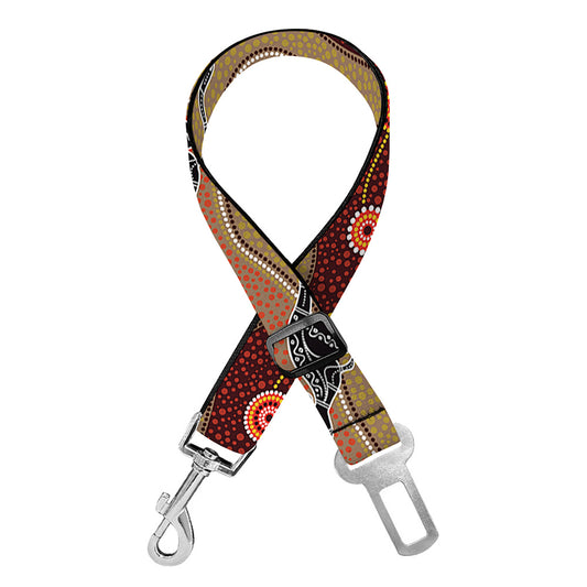 Australian Aboriginal Kangaroo Print Dog Seat Belt
