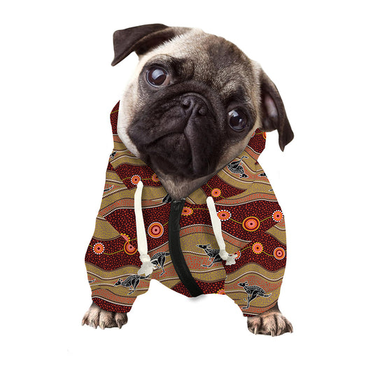 Australian Aboriginal Kangaroo Print Dog Zip Up Hoodie