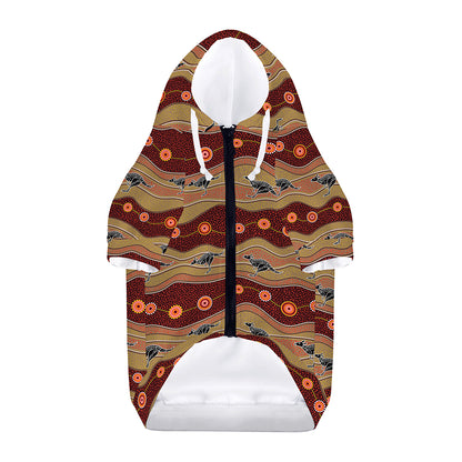 Australian Aboriginal Kangaroo Print Dog Zip Up Hoodie