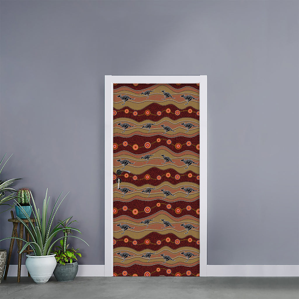 Australian Aboriginal Kangaroo Print Door Sticker