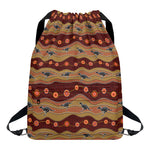 Australian Aboriginal Kangaroo Print Drawstring Backpack