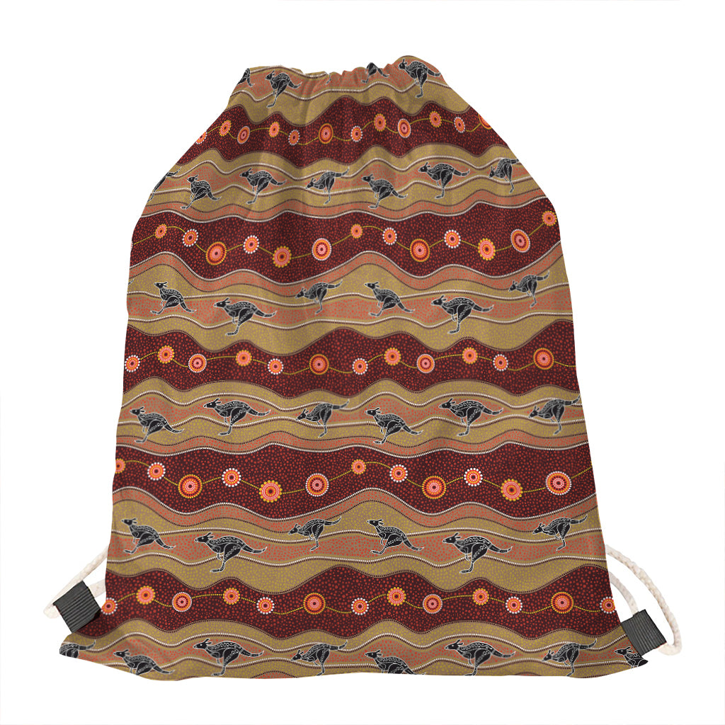 Australian Aboriginal Kangaroo Print Drawstring Bag