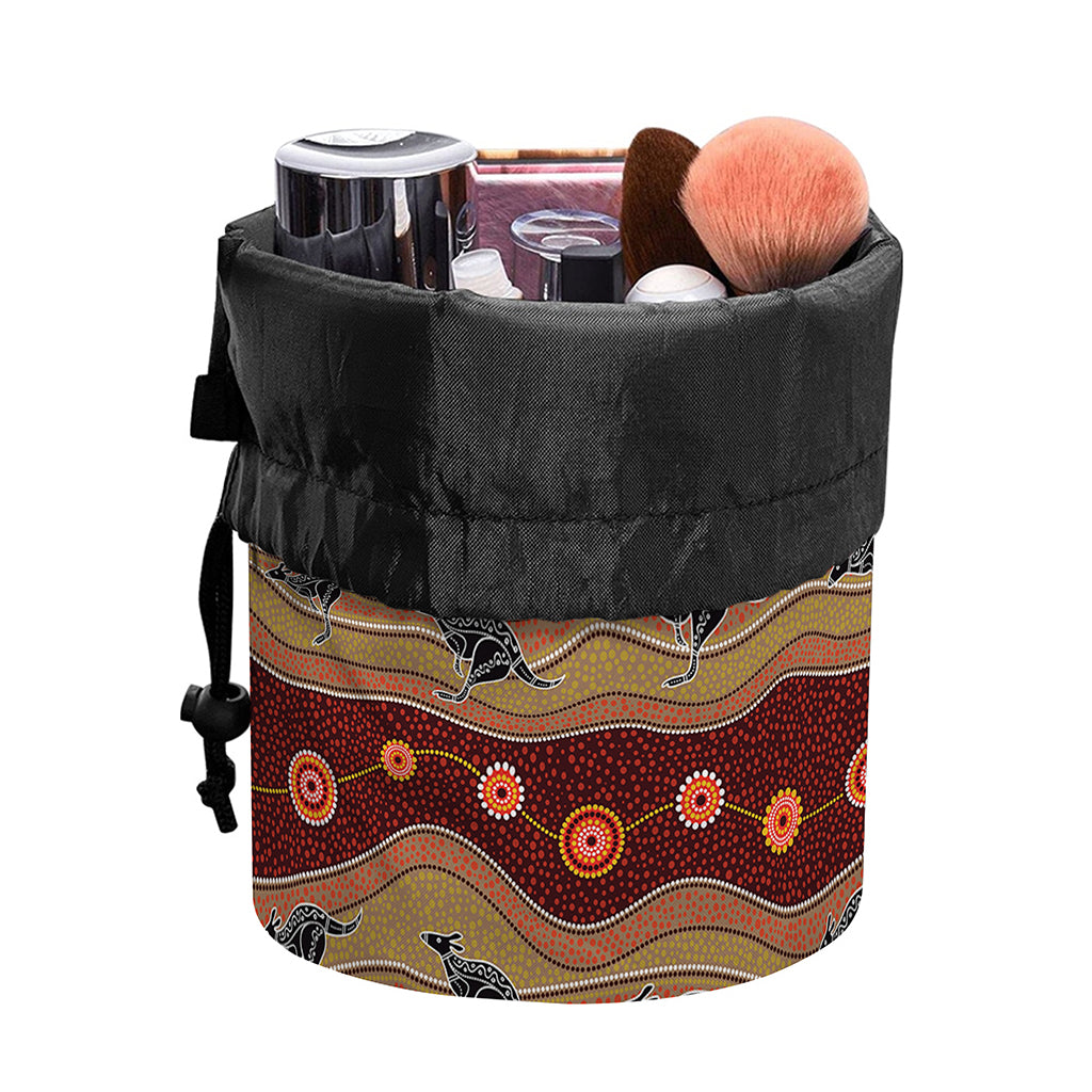 Australian Aboriginal Kangaroo Print Drawstring Makeup Bag