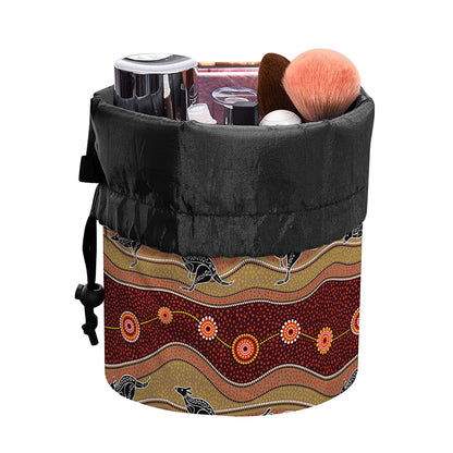 Australian Aboriginal Kangaroo Print Drawstring Makeup Bag