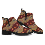 Australian Aboriginal Kangaroo Print Flat Ankle Boots