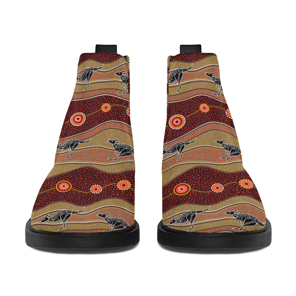 Australian Aboriginal Kangaroo Print Flat Ankle Boots