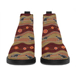 Australian Aboriginal Kangaroo Print Flat Ankle Boots