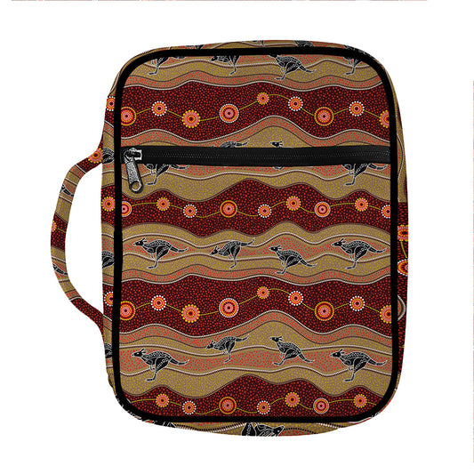 Australian Aboriginal Kangaroo Print Front Pocket Bible Bag