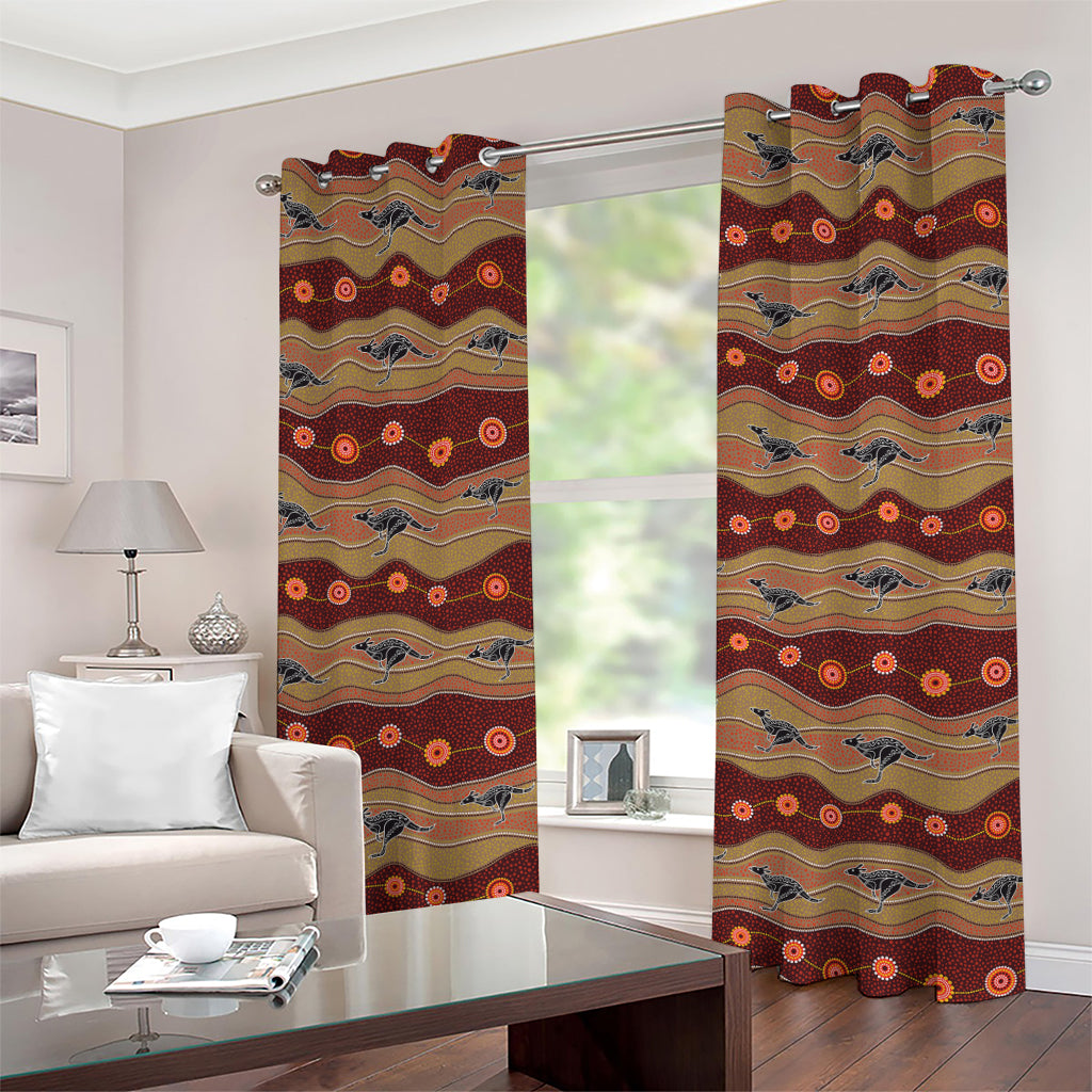 Australian Aboriginal Kangaroo Print Grommet Curtains