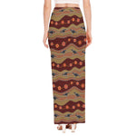 Australian Aboriginal Kangaroo Print High Slit Maxi Skirt