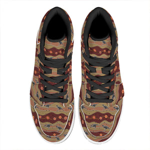 Australian Aboriginal Kangaroo Print High Top Leather Sneakers