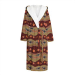 Australian Aboriginal Kangaroo Print Hooded Bathrobe