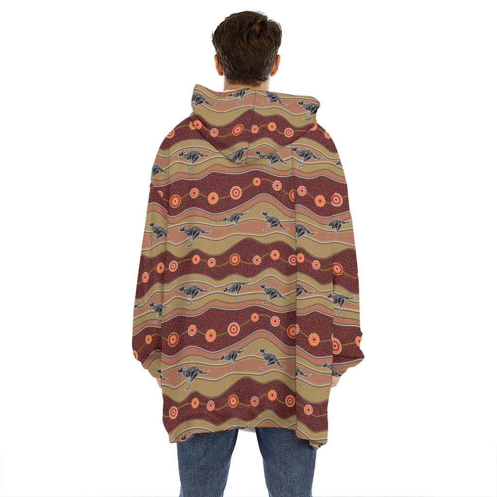 Australian Aboriginal Kangaroo Print Hoodie Blanket