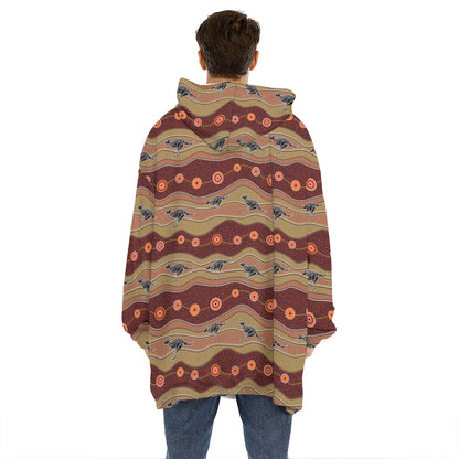 Australian Aboriginal Kangaroo Print Hoodie Blanket