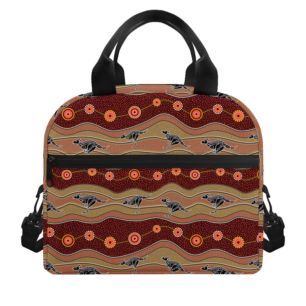 Australian Aboriginal Kangaroo Print Insulated Lunch Bag