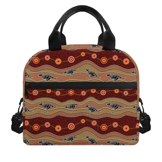 Australian Aboriginal Kangaroo Print Insulated Lunch Bag